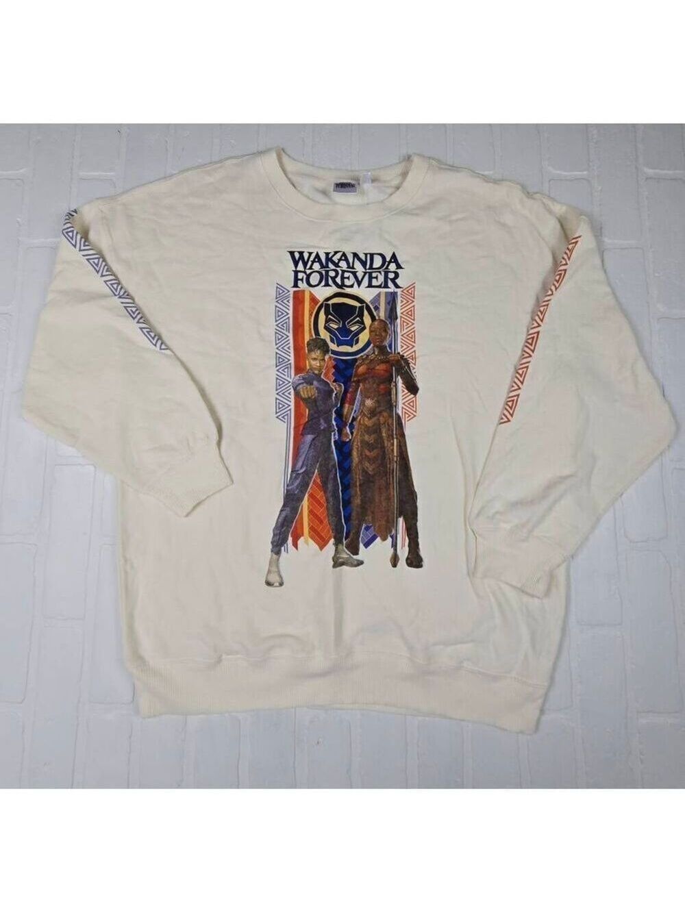 Black Panther Graphic  Cream Crewneck Sweater XXL